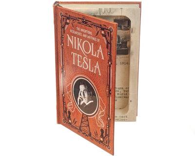 Hollow Book Safe: Nikola Tesla, The Inventions Researches and Writings of (Leather-bound)