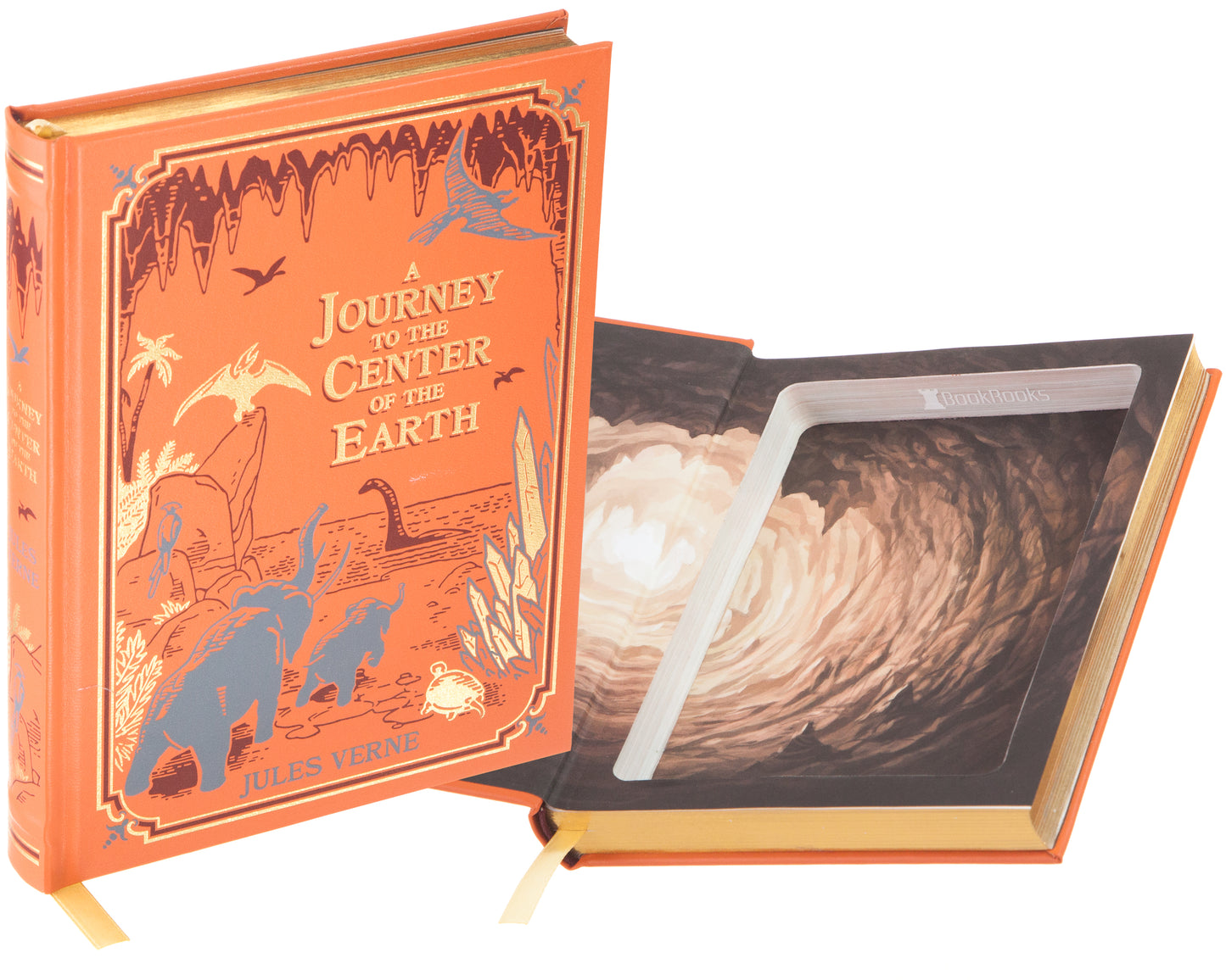 Hollow Book Safe: A Journey to the Center of the Earth by Jules Verne (Leather-bound)