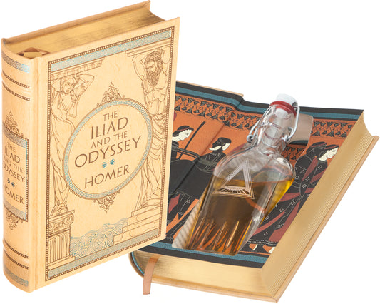 The Iliad and the Odyssey by Homer (Leather-bound) (Flask Included)